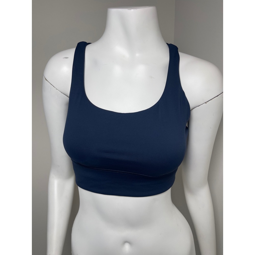 Lululemon Free To Be Serene Bra High Neck Navy Blue Strappy Back Size 8 - Picture 7 of 9
